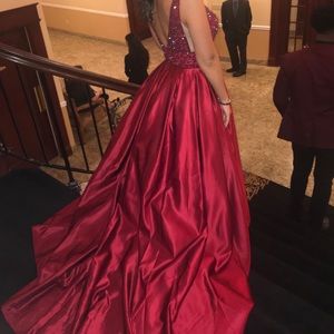 Red Vienna prom gown